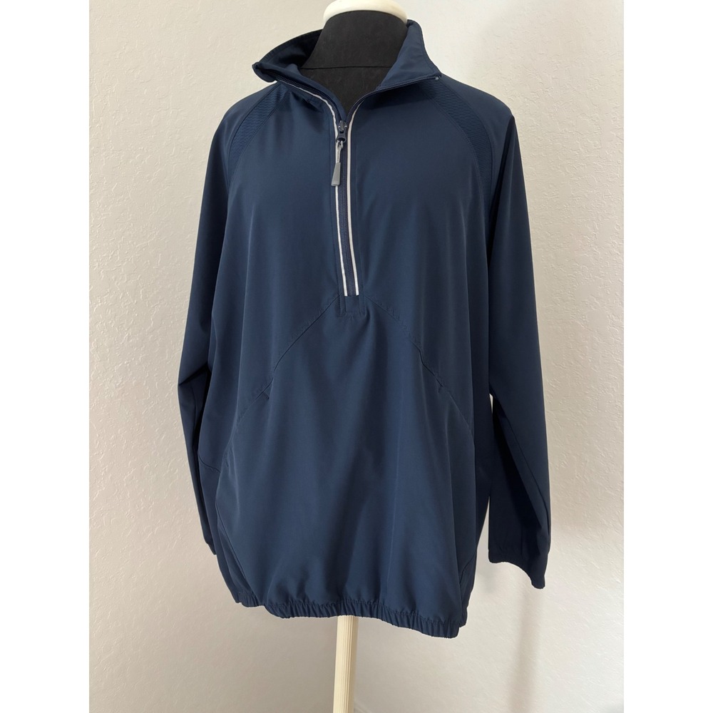 Lija Golf Windbreaker Pullover Navy Blue Quarter Zip Jacket Womens XL